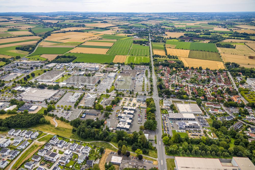 Aerial image Soest - Industrial and commercial area entlang of Senator-Schwartz-Ring in Soest in the state North Rhine-Westphalia, Germany