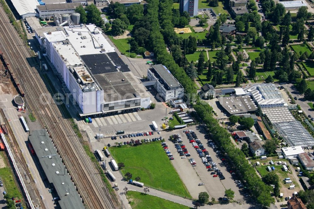 Aerial photograph Lörrach - Industrial and commercial area at the site of Milka - chocolate plant in Loerrach in Baden-Wuerttemberg