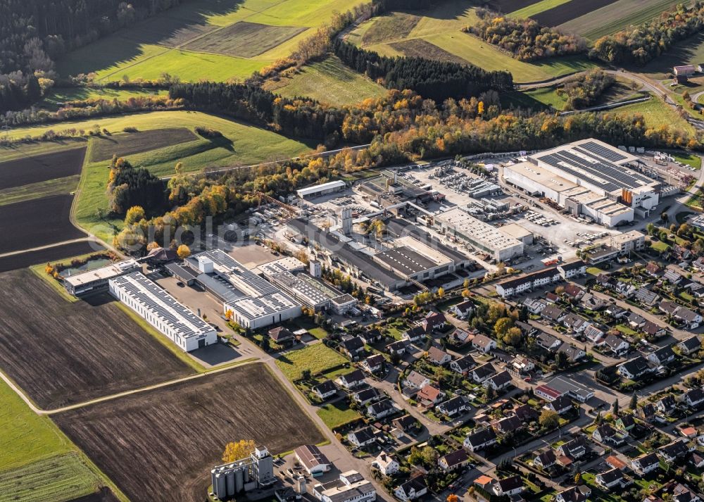 Dormettingen from the bird's eye view: Industrial and commercial area Steinfabrik Dormettingen GmbH and andere in Dormettingen in the state Baden-Wuerttemberg, Germany