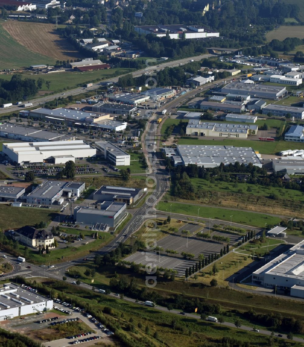 Aerial image Stollberg/Erzgeb. - Industrial and commercial area at the Auer Street and the A72 in Stollberg/Erzgeb. in the state Saxony