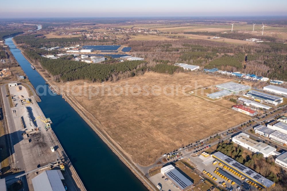 Eberswalde from above - Industrial and commercial area TGE in Eberswalde in the state Brandenburg, Germany