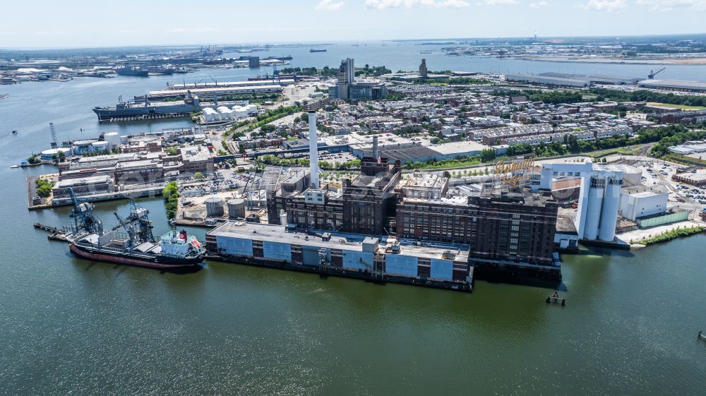 Baltimore from above - Industrial and commercial area Tide Point on street Key Highway East in Baltimore in Maryland, United States of America