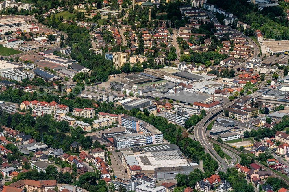 Villingen-Schwenningen from above - Industrial and commercial area In Villingen in Villingen-Schwenningen in the state Baden-Wuerttemberg, Germany