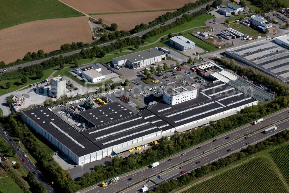 Aerial photograph Weinsberg - Industrial and commercial area Am Autobahnkreuz in Weinsberg in the state Baden-Wurttemberg, Germany