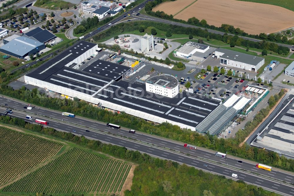 Weinsberg from above - Industrial and commercial area Am Autobahnkreuz in Weinsberg in the state Baden-Wurttemberg, Germany