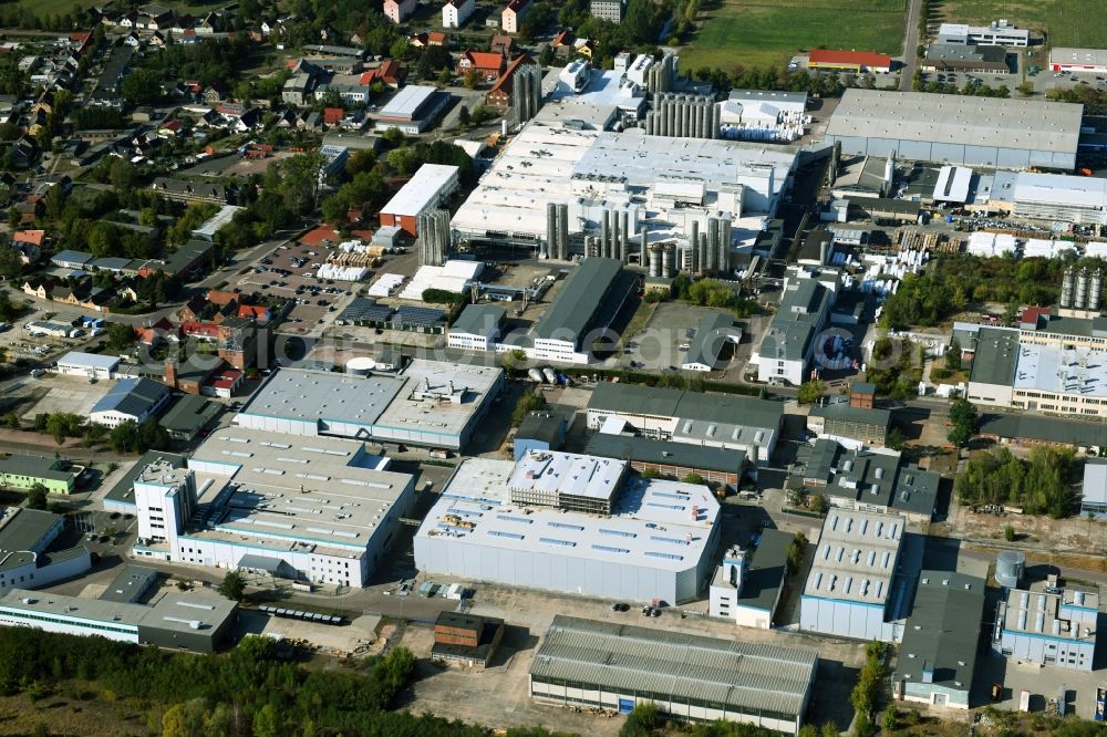 Aerial photograph Weißandt-Gölzau - Industrial and commercial area in Weissandt-Goelzau in the state Saxony-Anhalt, Germany