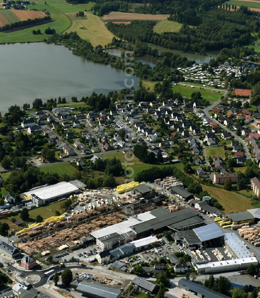 Weißenstadt from above - Industrial and commercial area of the Gelo Holzwerke GmbH in Weissenstadt in the state Bavaria