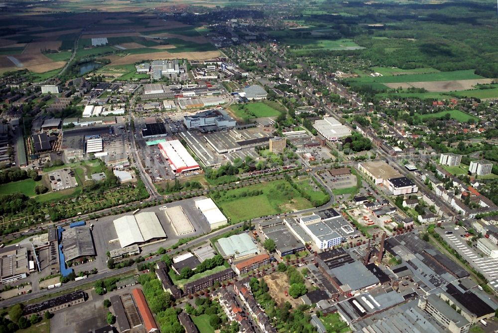 Krefeld from above - Industrial and commercial area in Krefeld in the state North Rhine-Westphalia