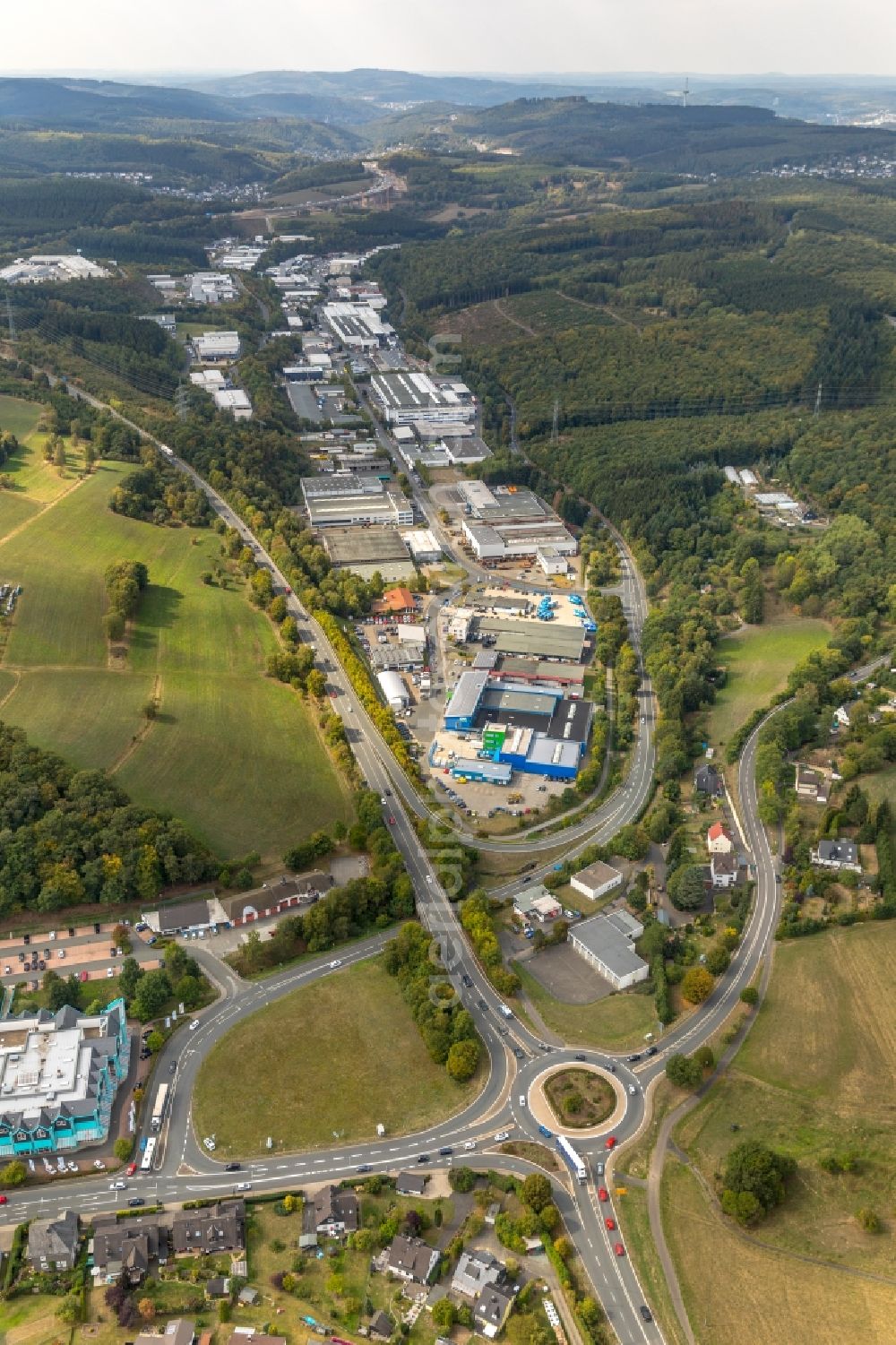 Aerial photograph Wilnsdorf - Industrial and commercial area Lehnscheid/Wilden-Nord in Wilnsdorf in the state North Rhine-Westphalia, Germany