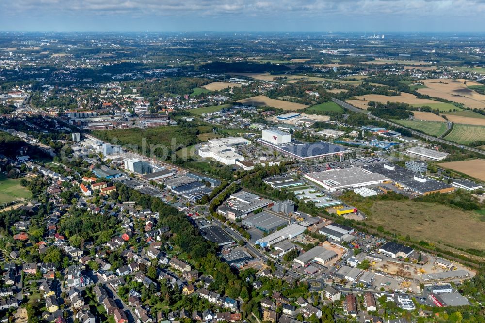 Aerial photograph Witten - Industrial and commercial area along the Brauckstrasse - Friedrich-Ebert-Strasse in Witten in the state North Rhine-Westphalia, Germany