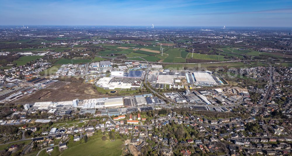 Aerial photograph Witten - Industrial and commercial area along the Brauckstrasse - Friedrich-Ebert-Strasse in Witten at Ruhrgebiet in the state North Rhine-Westphalia, Germany