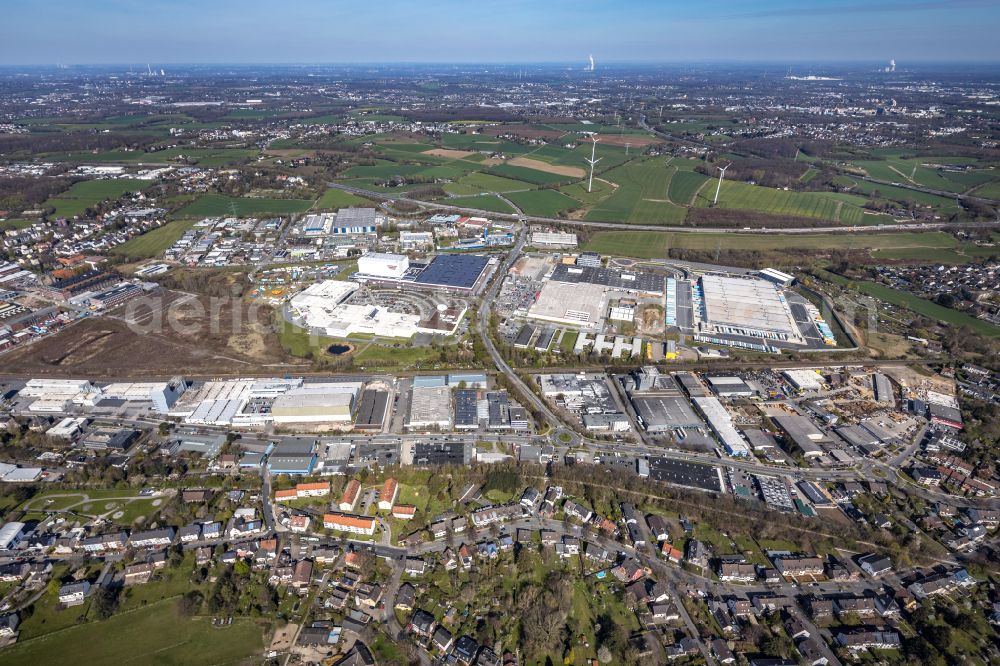 Aerial photograph Witten - Industrial and commercial area along the Brauckstrasse - Friedrich-Ebert-Strasse in Witten at Ruhrgebiet in the state North Rhine-Westphalia, Germany