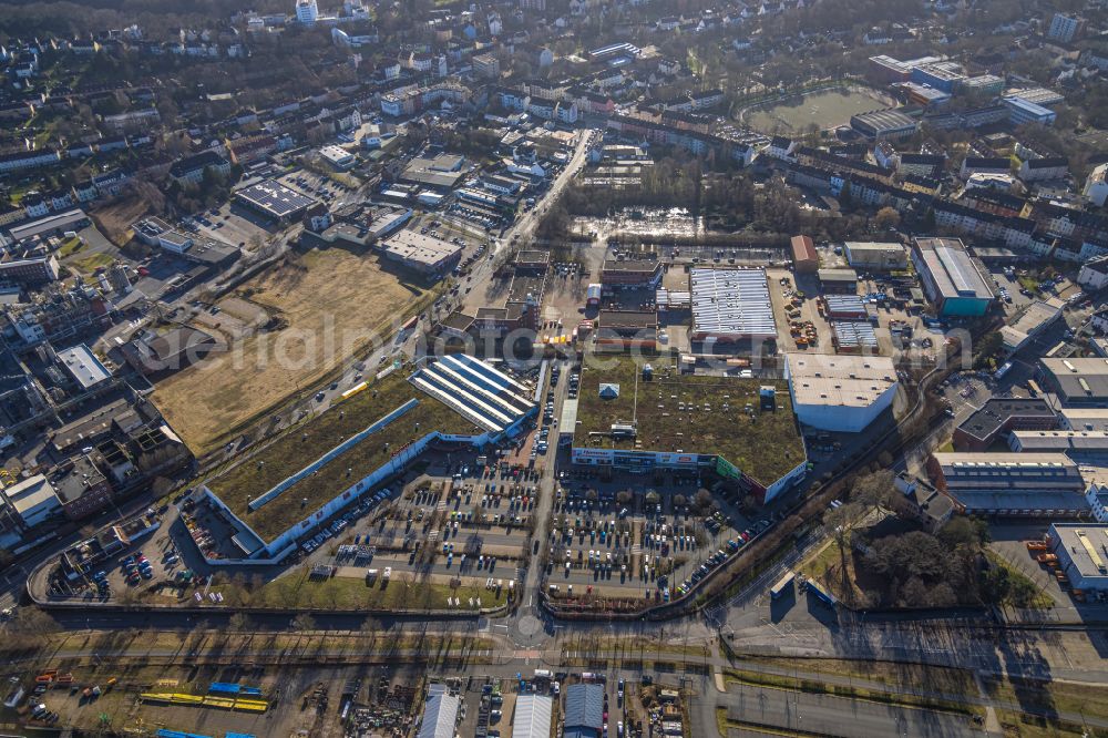 Witten from above - industrial and commercial area along the Mannesmannstrasse in Witten at Ruhrgebiet in the state North Rhine-Westphalia, Germany