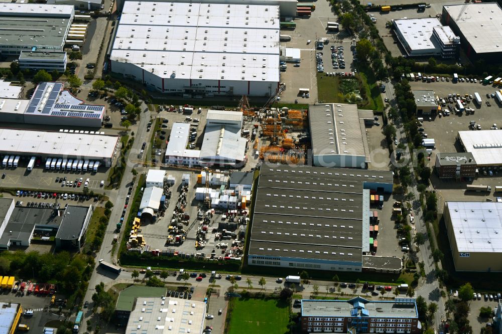 Aerial photograph Hamburg - Industrial and commercial area between Hermann-Wuesthof-Ring and Wilhelm-Iwan-Ring on street Werner-Witt-Strasse in the district Allermoehe in Hamburg, Germany