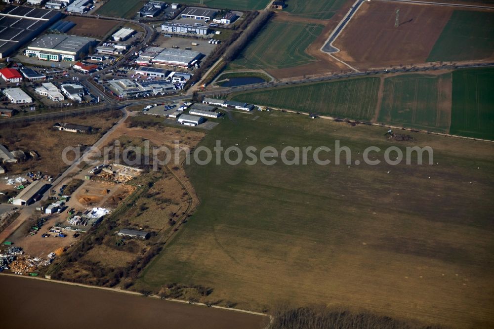 Aerial image Aschersleben - Industrial and commercial areas on the airfield of Aschersleben in Saxony-Anhalt