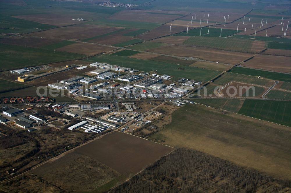 Aerial photograph Aschersleben - Industrial and commercial areas on the airfield of Aschersleben in Saxony-Anhalt