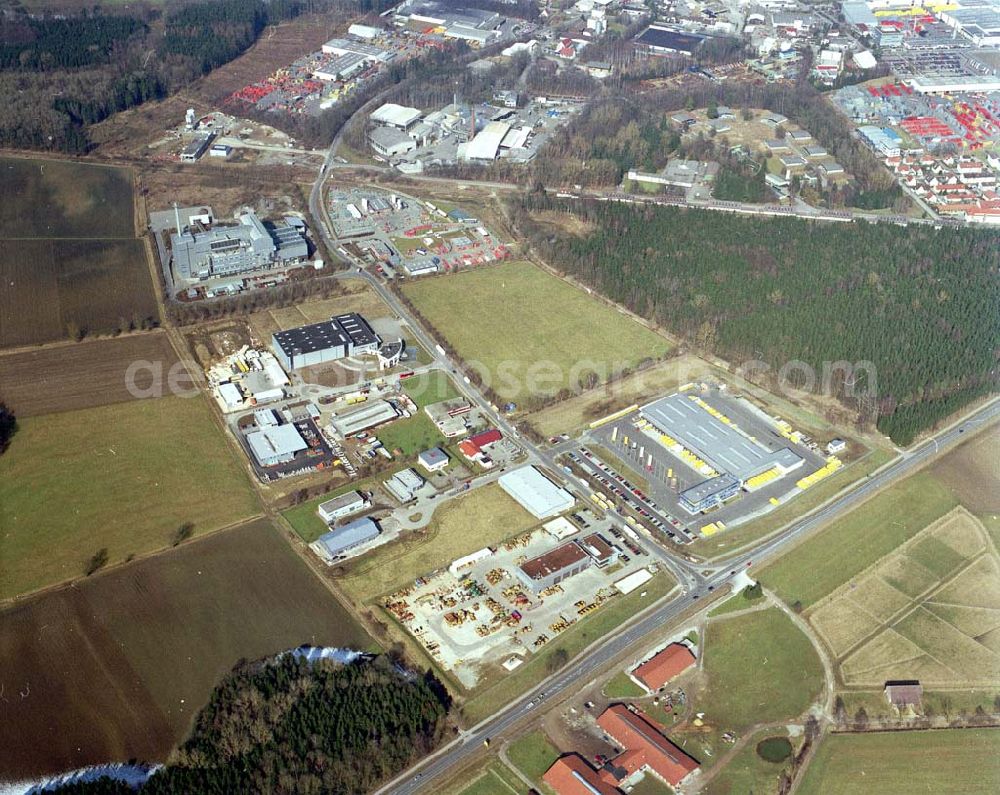 Aerial image Weißenhorn / Bayern - Industrie- und Gewerbepark Südlicher Eschach bei Weißenhorn in Bayern. Ein Projekt der Firma WAYSS & FREYTAG Projektentwicklung.