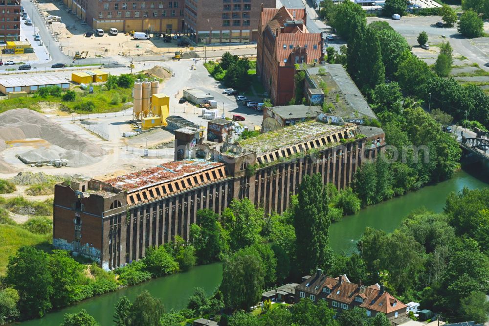 Hannover from above - Industrial ruin Conti on Kanalstrasse in the district of Linden-Limmer in Hanover in the state of Lower Saxony, Germany