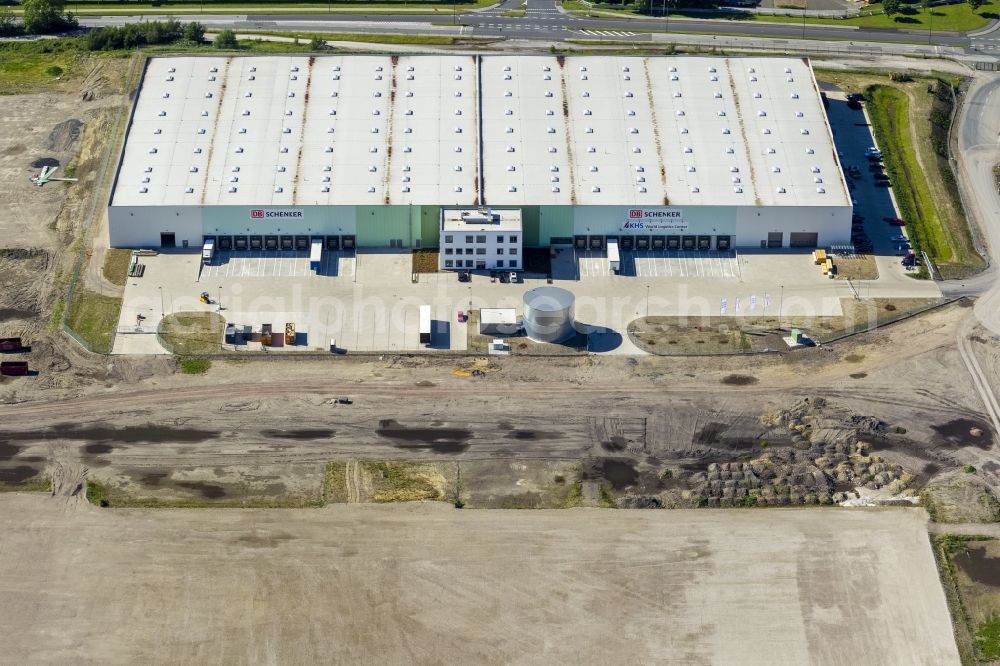 Dortmund from the bird's eye view: Industrial hall of KHS logistics together with Dachser on the site of the former Westfalenhütte in Dortmund in North Rhine-Westphalia