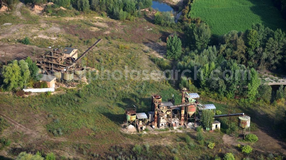 Neuwied from above - Industrial wasteland at Steinsee in the state Rhineland-Palatinate, Germany