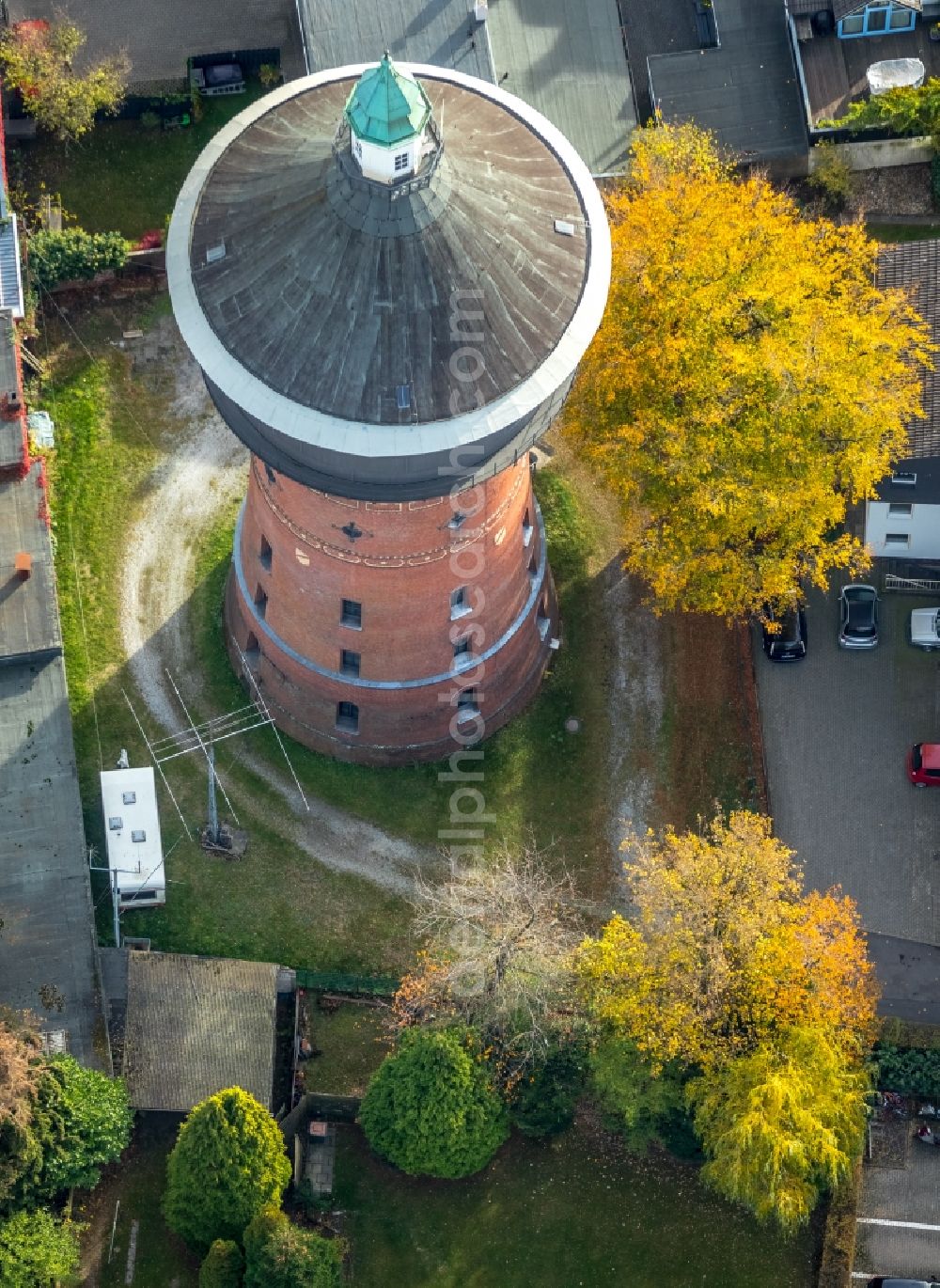 Velbert from above - Building of industrial monument water tower Alter Wasserturm in Velbert in the state North Rhine-Westphalia, Germany