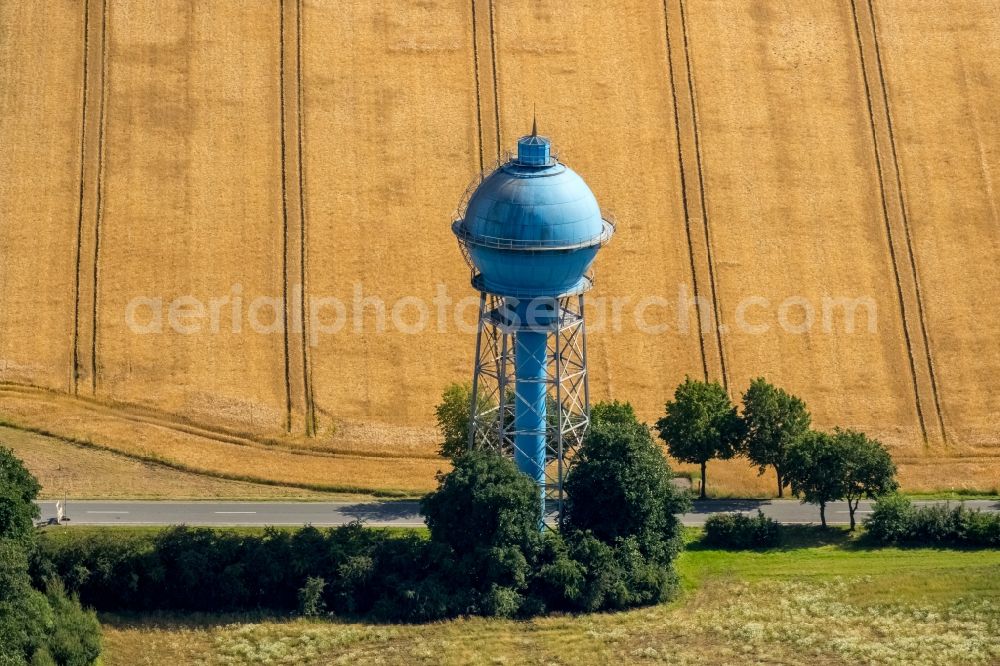 Aerial image Ahlen - Building of industrial monument water tower in Ahlen in the state North Rhine-Westphalia