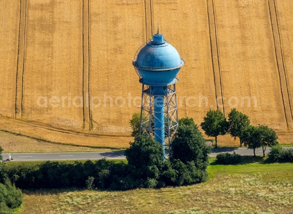 Aerial photograph Ahlen - Building of industrial monument water tower in Ahlen in the state North Rhine-Westphalia