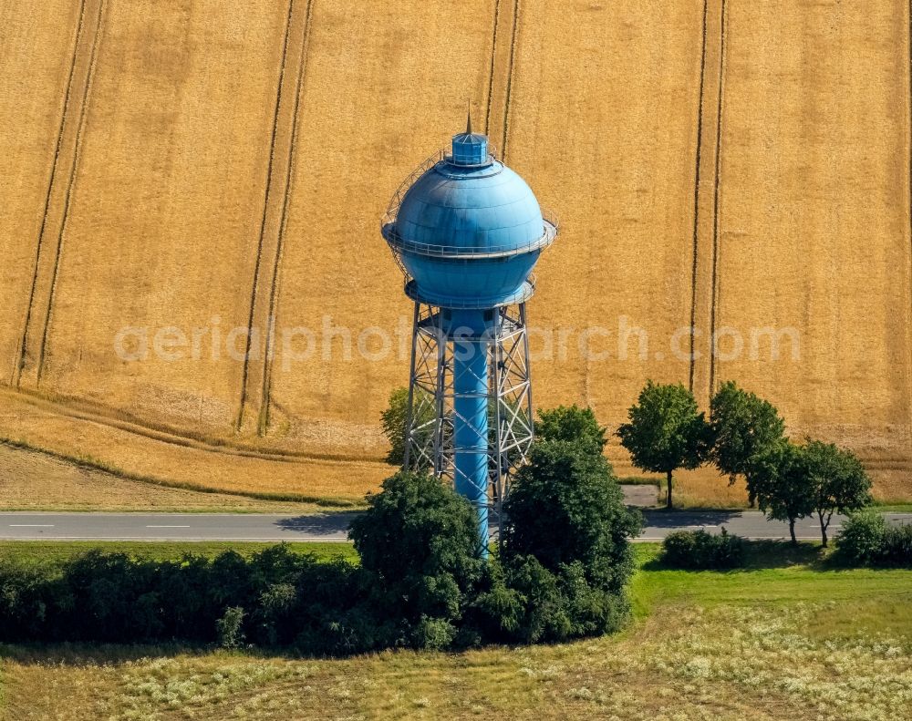 Ahlen from above - Building of industrial monument water tower in Ahlen in the state North Rhine-Westphalia