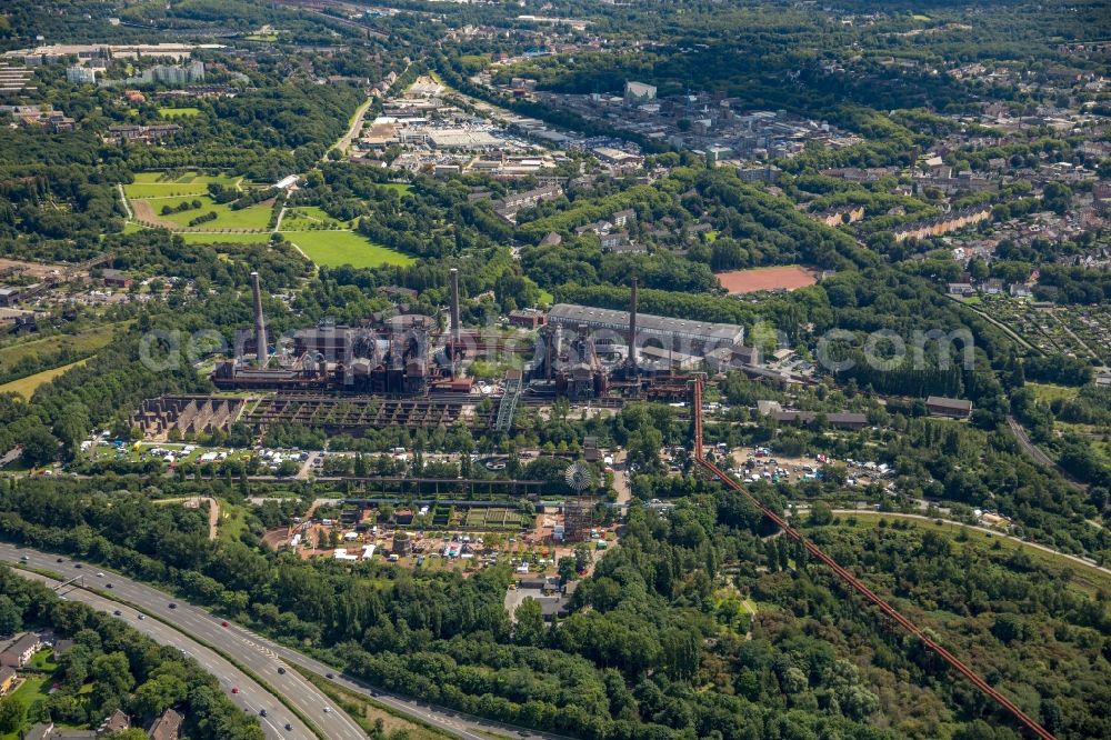 Duisburg from above - Tourist attraction of the industrial monument of power-ruhrgebiet GmbH in Duisburg in the state North Rhine-Westphalia