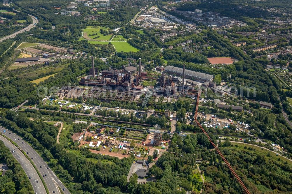 Duisburg from the bird's eye view: Tourist attraction of the industrial monument of power-ruhrgebiet GmbH in Duisburg in the state North Rhine-Westphalia