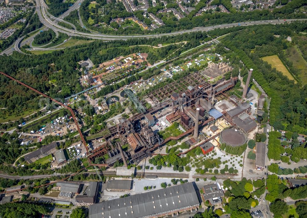 Duisburg from the bird's eye view: Tourist attraction of the industrial monument of power-ruhrgebiet GmbH in Duisburg in the state North Rhine-Westphalia