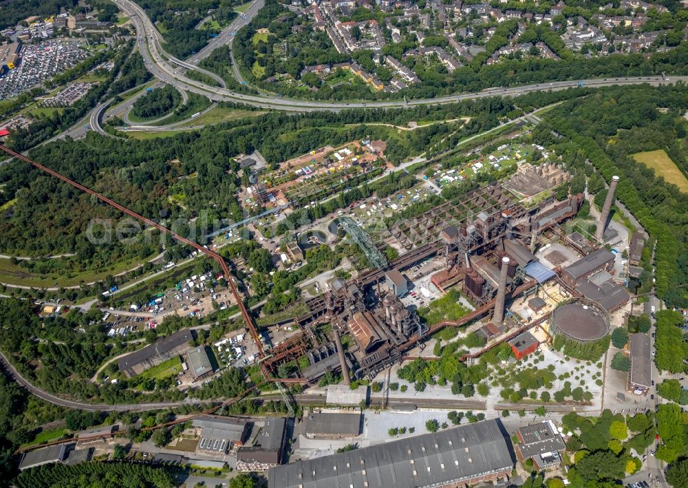 Aerial image Duisburg - Tourist attraction of the industrial monument of power-ruhrgebiet GmbH in Duisburg in the state North Rhine-Westphalia