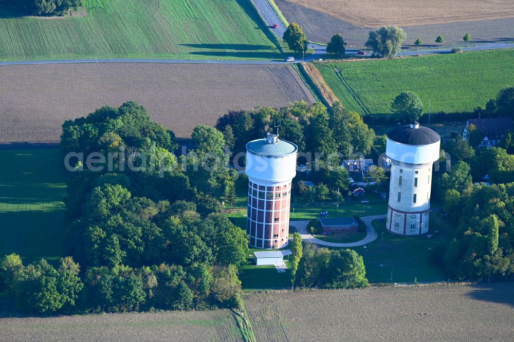 Aerial image Hamm - Building of industrial monument water tower in the district Berge in Hamm at Ruhrgebiet in the state North Rhine-Westphalia, Germany