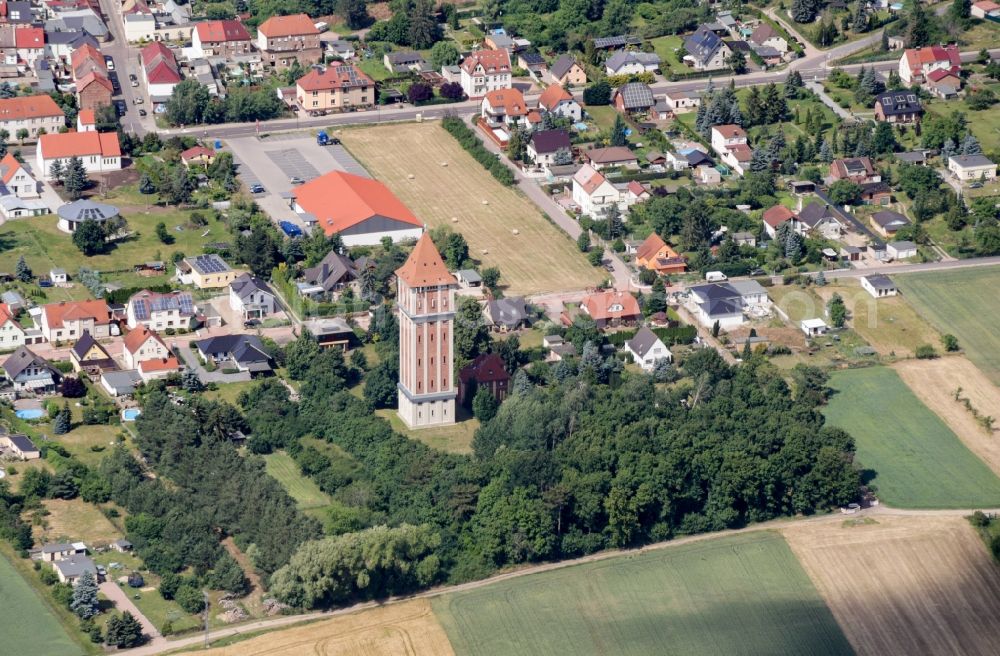 Aerial photograph Aken - Building of industrial monument water tower in Aken in the state Saxony-Anhalt, Germany