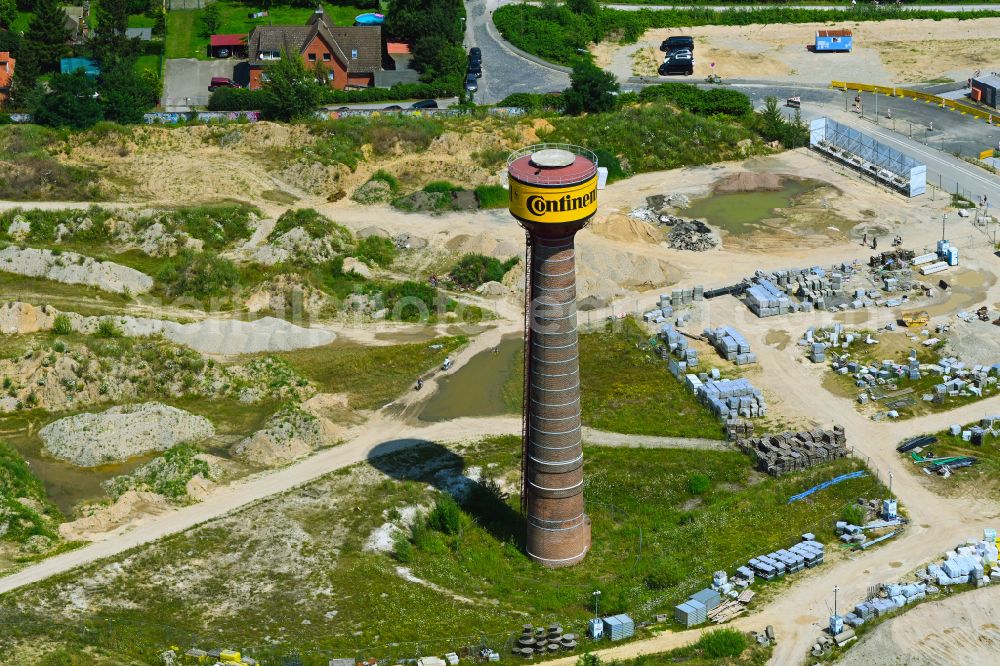 Aerial image Hannover - Building of industrial monument water tower Conti Turm on street Stockhardtweg in the district Limmer in Hannover in the state Lower Saxony, Germany