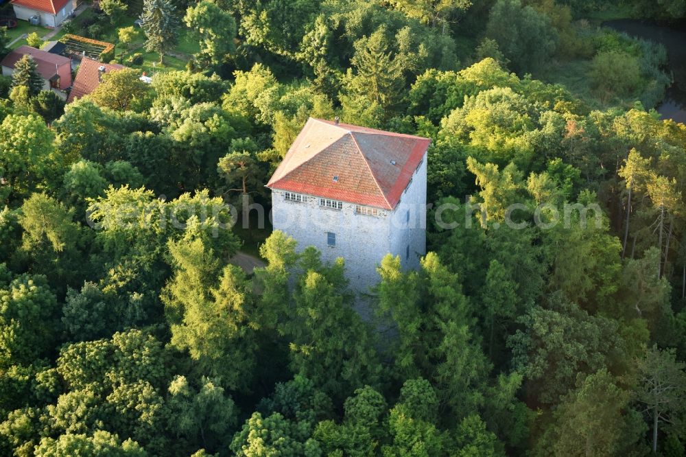 Harzgerode from the bird's eye view: Building of industrial monument water tower on Ehrenberg in Harzgerode in the state Saxony-Anhalt, Germany