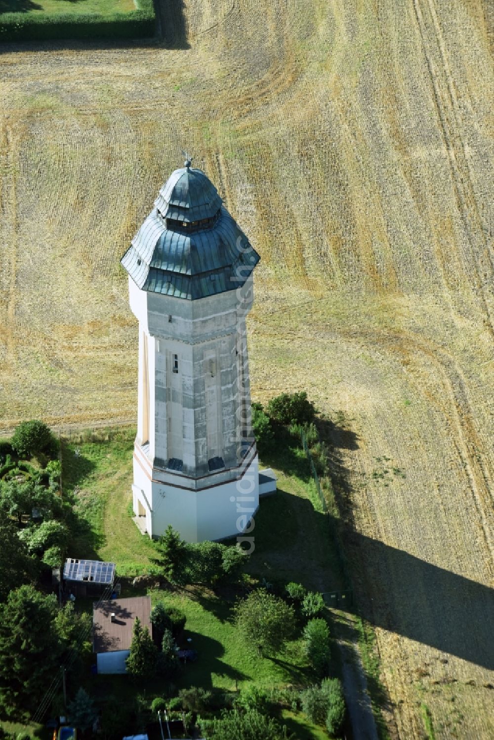 Aerial photograph Engelsdorf - Building of industrial monument water tower in Engelsdorf in the state Saxony