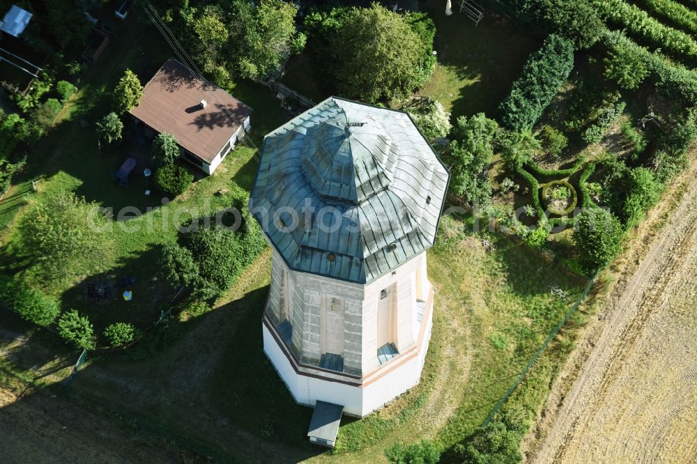 Engelsdorf from the bird's eye view: Building of industrial monument water tower in Engelsdorf in the state Saxony