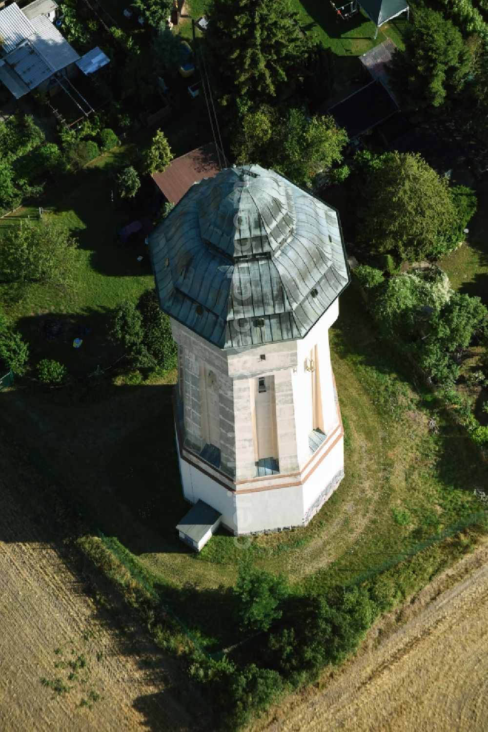 Aerial photograph Engelsdorf - Building of industrial monument water tower in Engelsdorf in the state Saxony