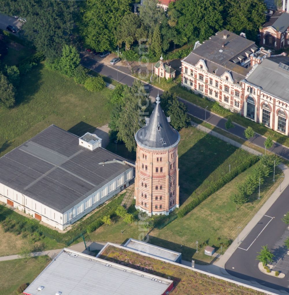 Aerial image Görlitz - Building of industrial monument water tower in Goerlitz in the state Saxony, Germany