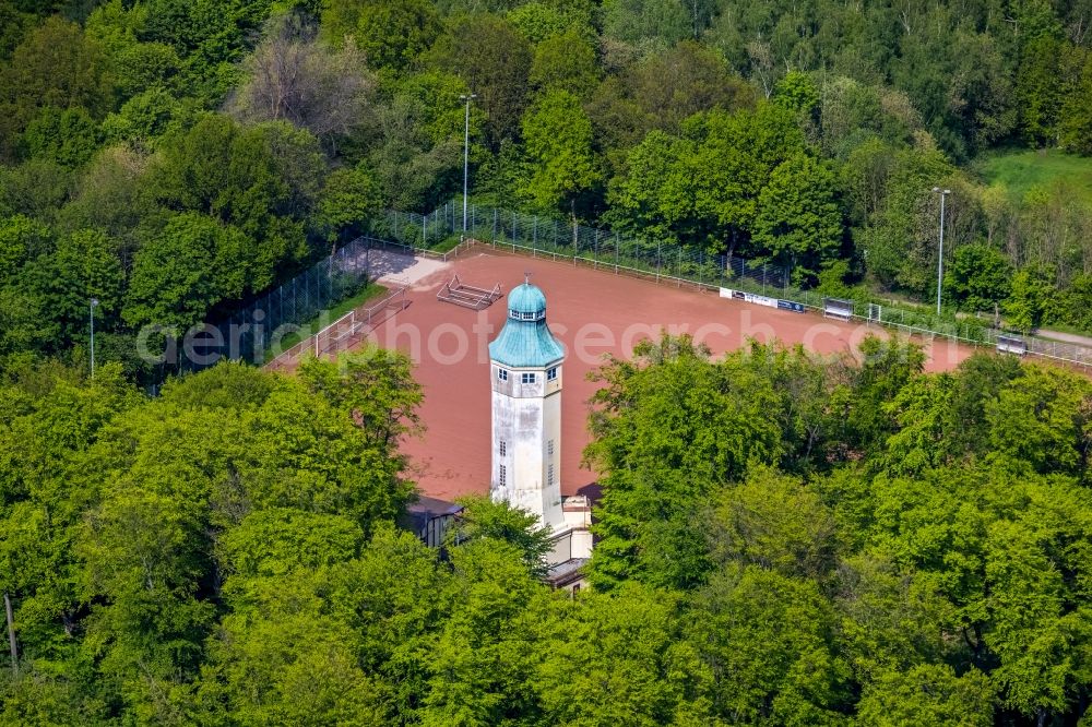 Herne from the bird's eye view: Building of industrial monument water tower in Volkspark Sodingen in Herne at Ruhrgebiet in the state North Rhine-Westphalia, Germany