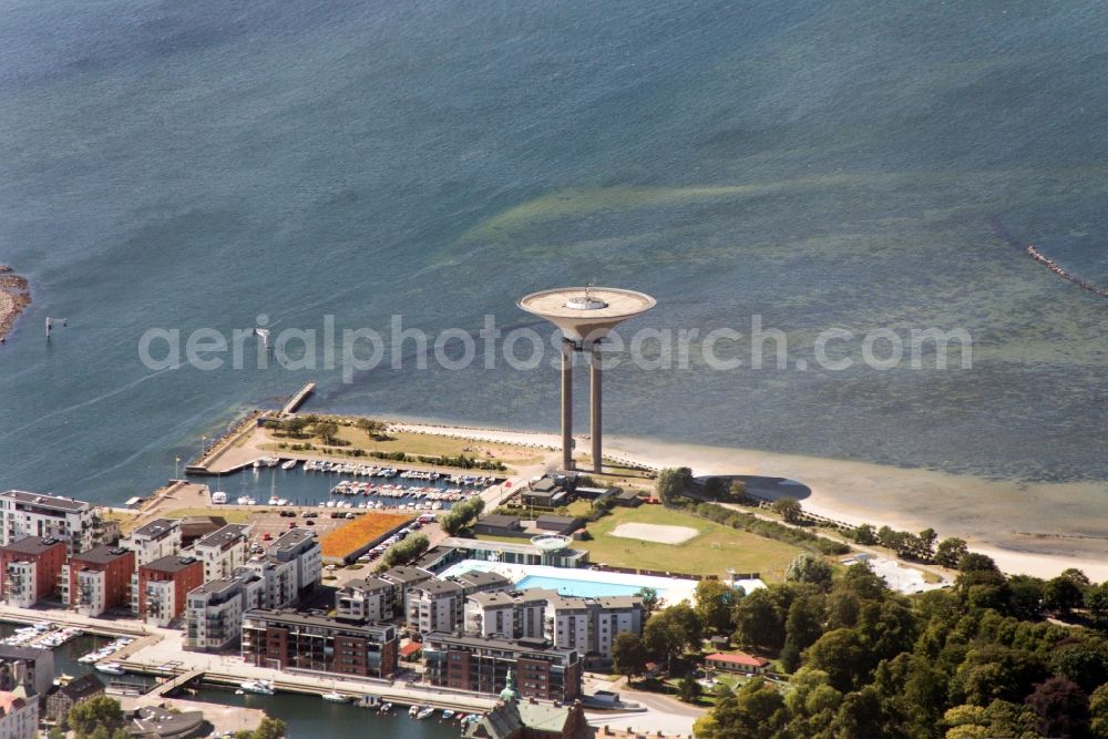 Aerial image Landskrona - Building of industrial monument water tower in Landskrona in Sweden