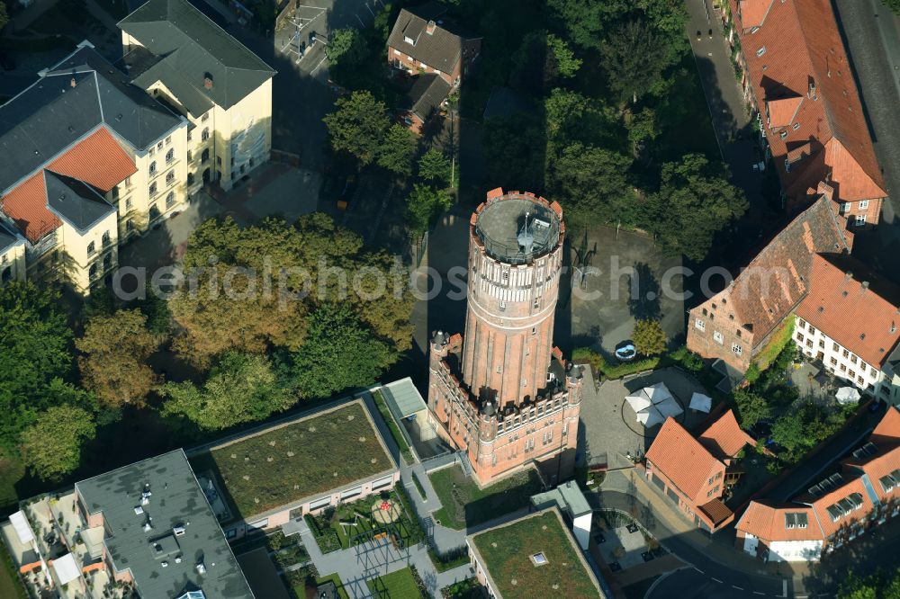 Lüneburg from above - Building of industrial monument water tower in Lueneburg in the state Lower Saxony, Germany