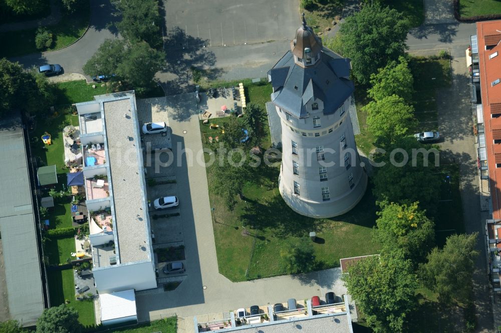 Aerial photograph Markkleeberg - Building of industrial monument water tower in Markkleeberg in the state Saxony