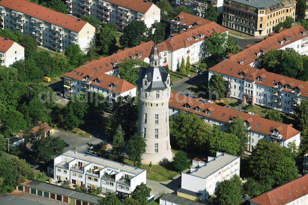 Aerial image Markkleeberg - Building of industrial monument water tower in Markkleeberg in the state Saxony