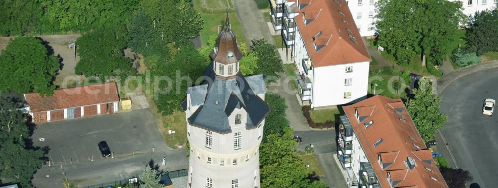 Aerial image Markkleeberg - Building of industrial monument water tower in Markkleeberg in the state Saxony