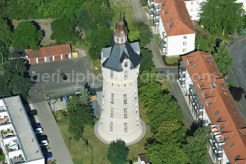 Aerial photograph Markkleeberg - Building of industrial monument water tower in Markkleeberg in the state Saxony