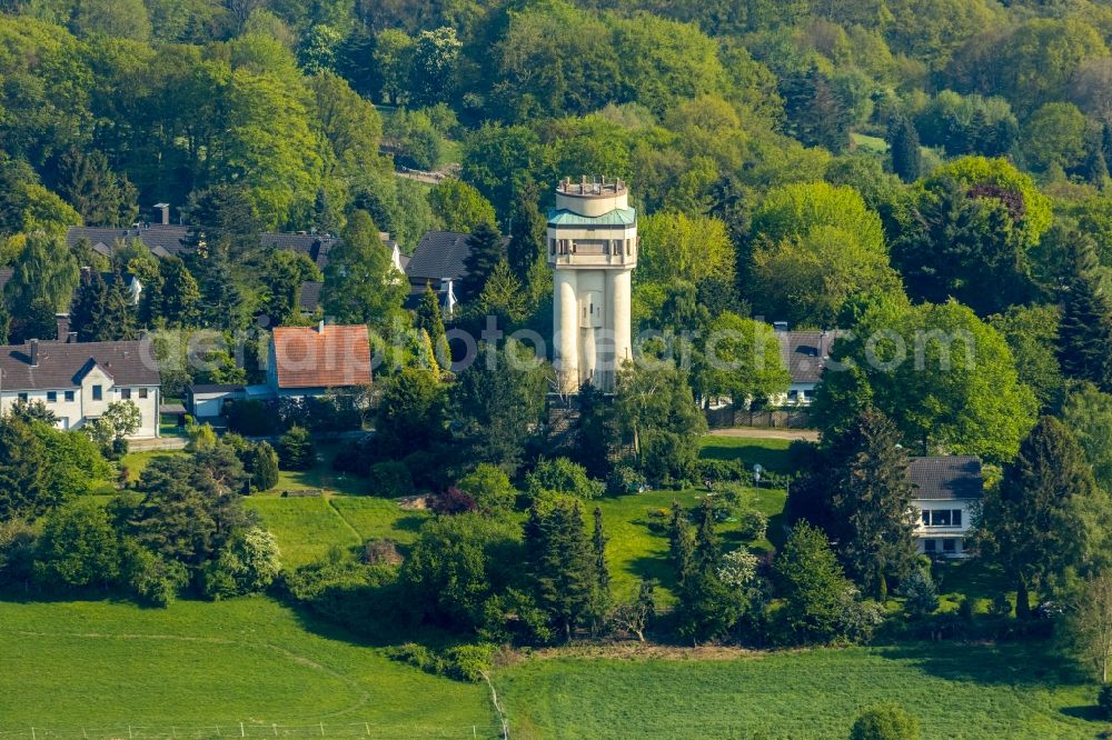 Witten from the bird's eye view: Building of industrial monument water tower on Turmstrasse in the district Bommern in Witten in the state North Rhine-Westphalia, Germany