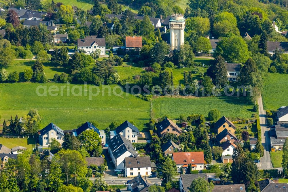 Aerial image Witten - Building of industrial monument water tower on Turmstrasse in the district Bommern in Witten in the state North Rhine-Westphalia, Germany