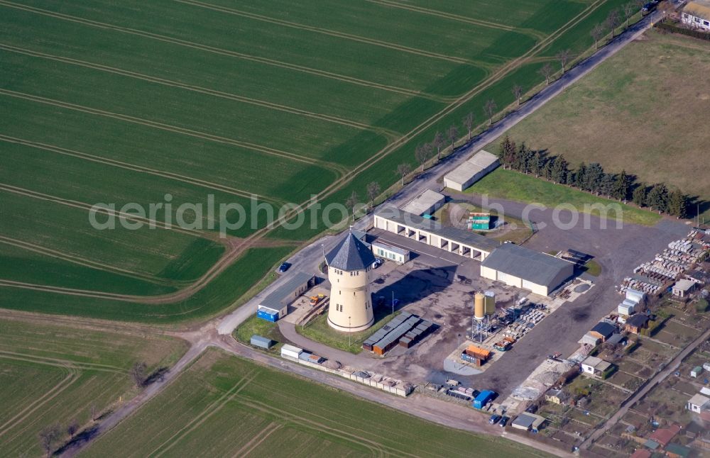 Oschatz from the bird's eye view: Building of industrial monument water tower in Oschatz in the state Saxony, Germany